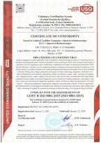 Certificate of conformity LLC SpetsAvtoInzhenering GOST R ISO 9001-2015 Union Standard